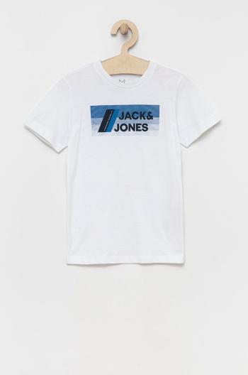 Dětské bavlněné tričko Jack & Jones bílá barva, s potiskem