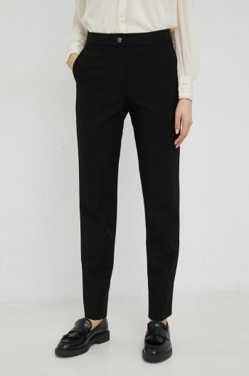 Kalhoty Tommy Hilfiger dámské, černá barva, přiléhavé, high waist