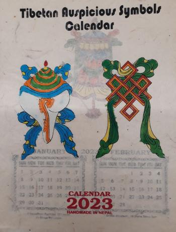 nepálský kalendář 2023 - Tibetan Auspicious Symbols