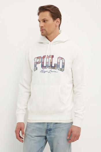 Mikina Polo Ralph Lauren pánská, bílá barva, s kapucí, s aplikací, 710941854