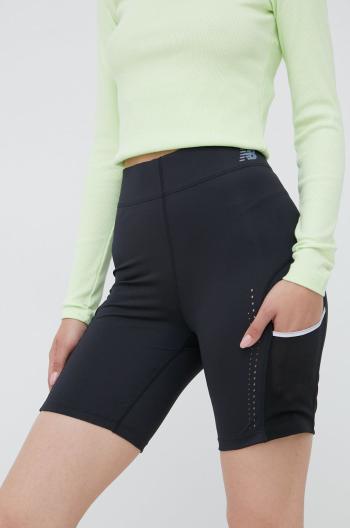 Tréninkové šortky New Balance Q Speed WS21281BK dámské, černá barva, hladké, high waist