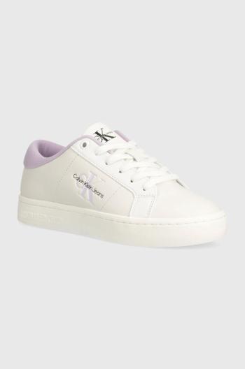 Kožené sneakers boty Calvin Klein Jeans CLASSIC CUPSOLE LOWLACEUP LTH WN bílá barva, YW0YW01444