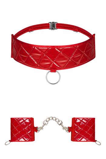 Červený set choker + pouta Hunteria