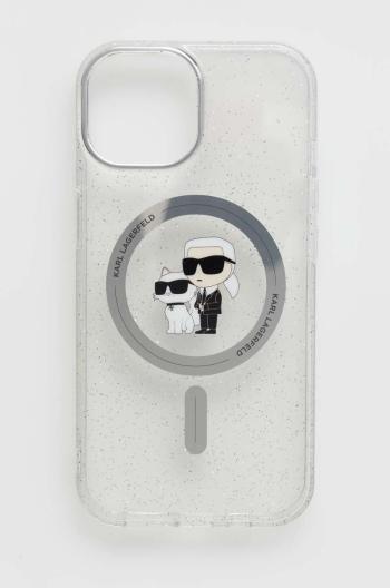 Obal na telefon Karl Lagerfeld iPhone 15 6.1 pruhledná barva