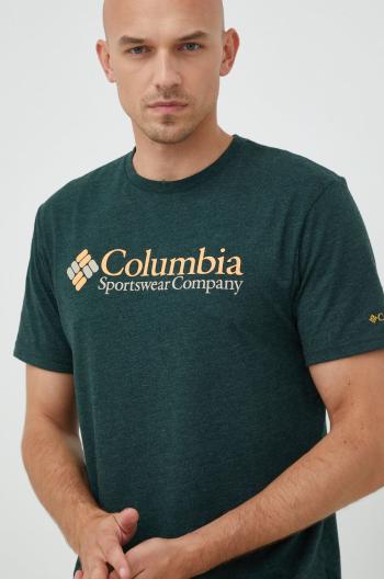 Tričko Columbia zelená barva, s potiskem