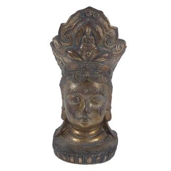 Šedo-zlatá dekorace socha hlava Buddha - 11*9*22 cm 6PR3620