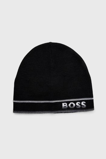 Vlněný klobouk BOSS Boss Athleisure černá barva, z tenké pleteniny