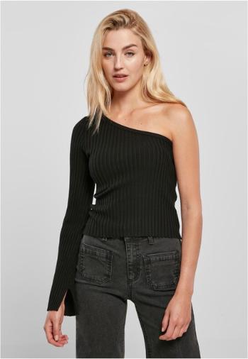 Urban Classics Ladies Short Rib Knit One Sleeve Sweater black - S