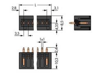 Konektor do DPS WAGO 734-140/105-604, 37.40 mm, pólů 10, rozteč 3.50 mm, 100 ks