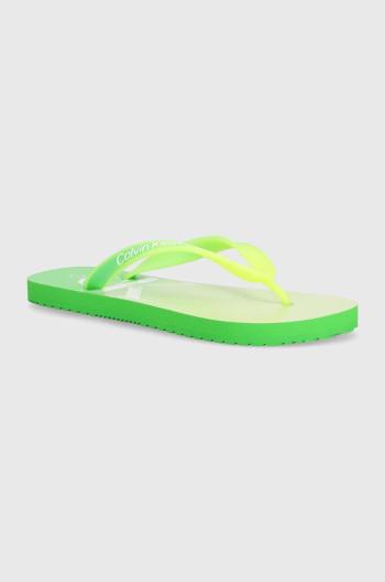 Žabky Calvin Klein Jeans BEACH SANDAL GRADIENT dámské, zelená barva, na plochém podpatku, YW0YW01401