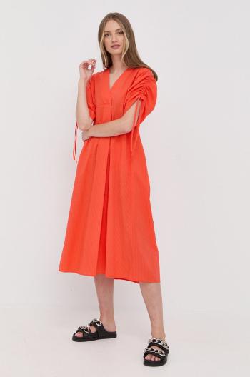 Bavlněné šaty Beatrice B oranžová barva, midi, áčková