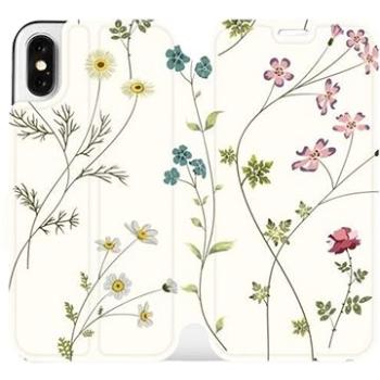Flipové pouzdro na mobil Apple iPhone X - MD03S Tenké rostlinky s květy (5903226178421)