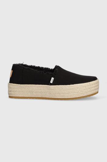 Espadrilky Toms Valencia černá barva, na platformě, 10019795