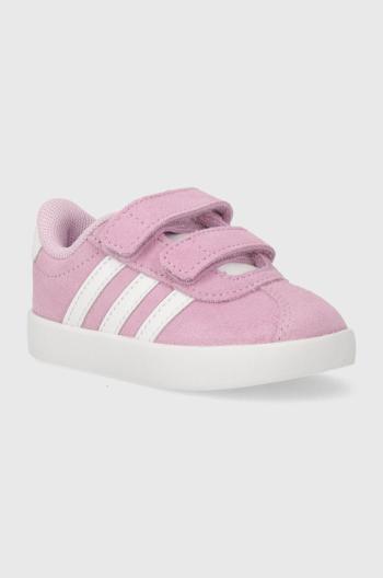 Dětské semišové sneakers boty adidas VL COURT 3.0 CF I růžová barva