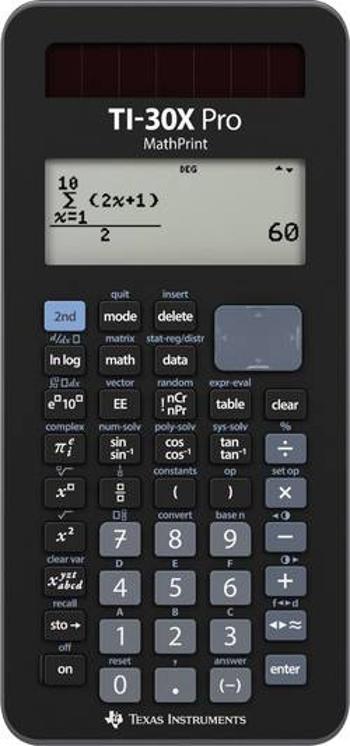 Texas Instruments TI-30X Pro MathPrint školní počítač černá Displej (počet míst): 16 na baterii, solární napájení