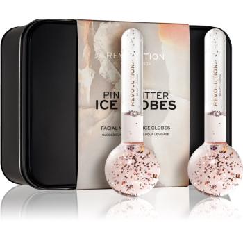 Makeup Revolution Ice Globes Pink Glitter masážní pomůcka na obličej 2 ks