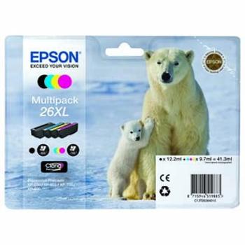 Epson T26364020, 26XL azurová/purpurová/žlutá/černá (cyan/magenta/yellow/black) originální cartridge
