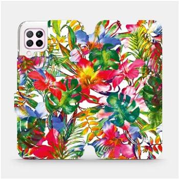 Flipové pouzdro na mobil Huawei P40 Lite - MG07S Pestrobarevné květy a listy (5903516138739)