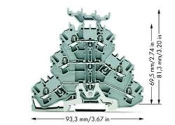 Trojitá svorka na DIN lištu WAGO 2002-3258, osazení: L, L, pružinová svorka, 5.20 mm, šedá, 50 ks