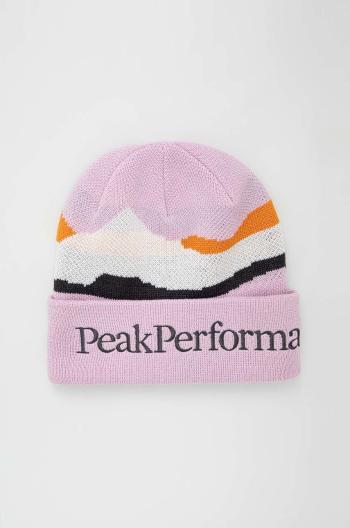 Vlněný klobouk Peak Performance růžová barva, z husté pleteniny