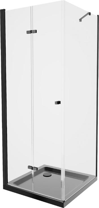 MEXEN/S Lima sprchový kout zalamovací dveře 90 x 90 cm, transparent, černý + Flat černá vanička se sifonem 856-090-090-70-00-4070B
