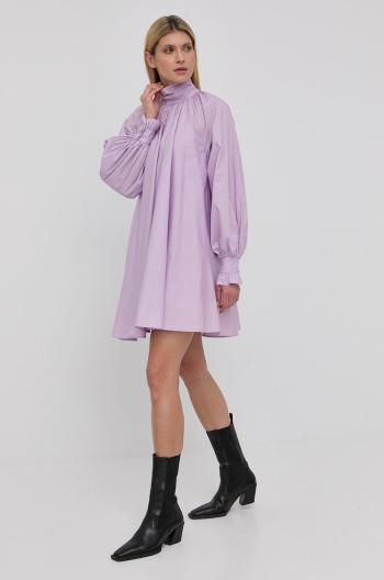 Bavlněné šaty Custommade fialová barva, mini, oversize