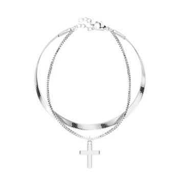 Šperky4U Ocelový náramek s křížem - OPA1764-ST