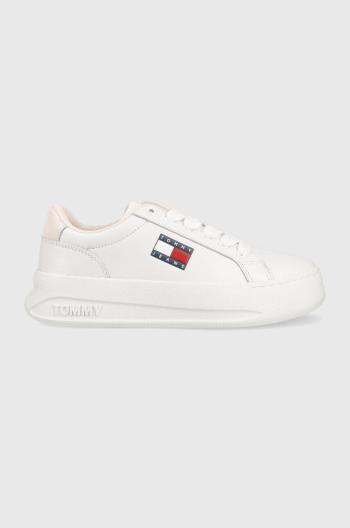 Kožené sneakers boty Tommy Jeans Tommy Jeans City Flatform , bílá barva