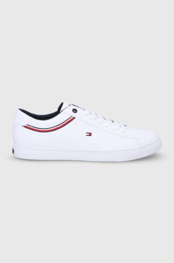 Kožené boty Tommy Hilfiger bílá barva