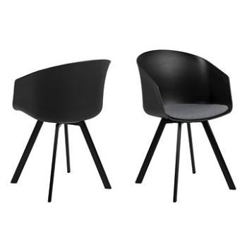 Design Scandinavia Jídelní židle Mona (SET 2ks), tkanina, černá (A1004036)