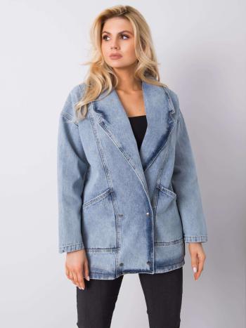 SVĚTLE MODRÁ DŽÍNOVÁ BUNDA STYLU SAKO 338-KR-211.17-LIGHT BLUE Velikost: XL