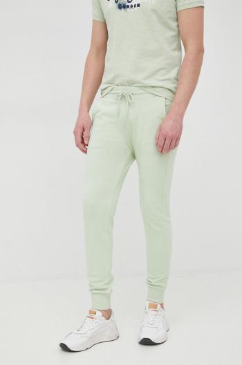 Bavlněné kalhoty United Colors of Benetton pánské, zelená barva, hladké