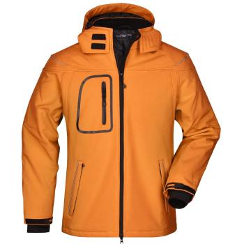 James & Nicholson Zimní pánská softshellová bunda JN1000 - Oranžová | M