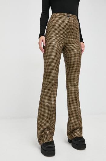 Vlněné kalhoty Twinset dámské, zlatá barva, jednoduché, high waist