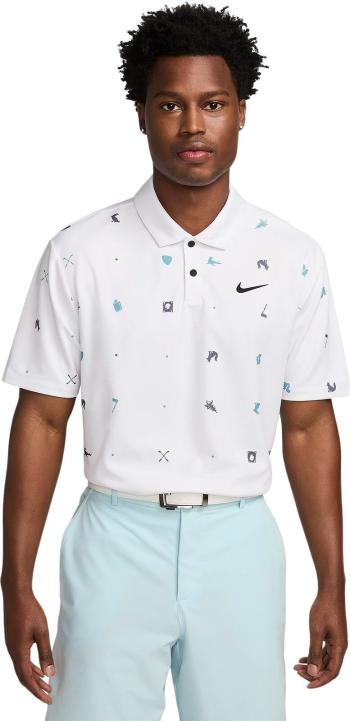 Nike Tour Icon Print White/Black M Polo košile