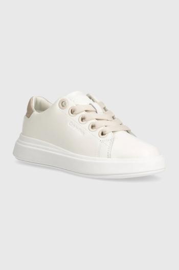 Kožené sneakers boty Calvin Klein CUPSOLE LACE UP LTH bílá barva, HW0HW02085