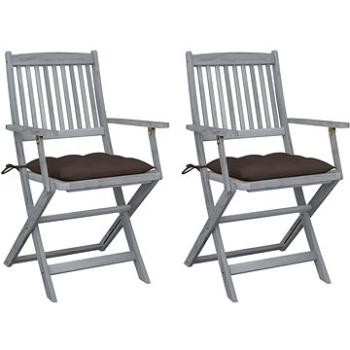 Skládací zahradní židle s poduškami 2 ks masivní akáciové dřevo, 3064505 (3064505)