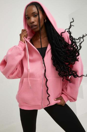 Mikina Answear Lab dámská, růžová barva, s kapucí, hladká