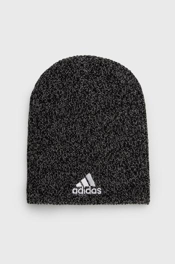 Čepice adidas černá barva, z tenké pleteniny