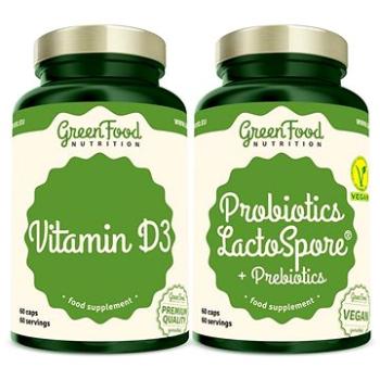 GreenFood Nutrition Probiotics Lactospore® + Prebiotics 60cps +Vitamin D3 60cps. (8594193928101)