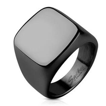 Šperky4U Pečetní ocelový prsten černý - velikost 66 - OPR1601K-66