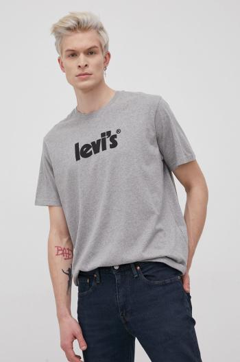 Bavlněné tričko Levi's šedá barva, melanžové