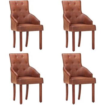 Jídelní židle 4 ks hnědé pravá kozí kůže  (3056697)
