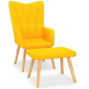 Relaxační židle se stoličkou hořčice žlutá textil, 327541 (327541)