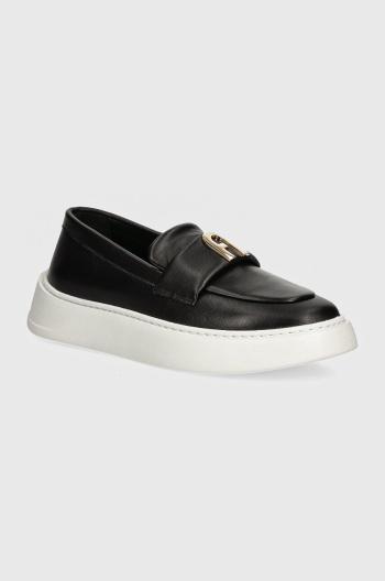 Kožené mokasíny Furla Loafer dámské, černá barva, na platformě, YI08SPT BX3245 O6000