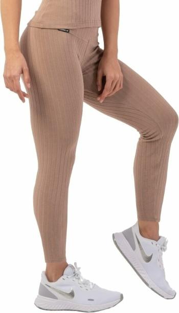 Nebbia Organic Cotton Ribbed High-Waist Leggings Brown M Fitness kalhoty