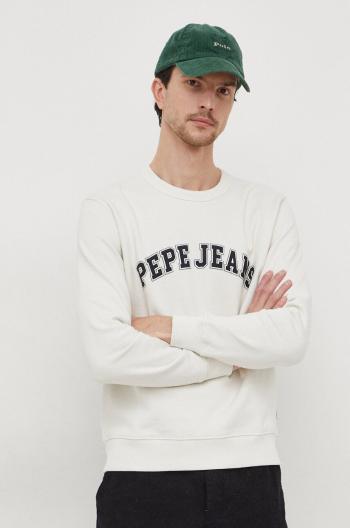 Bavlněná mikina Pepe Jeans Raven pánská, béžová barva, s potiskem, PM582555