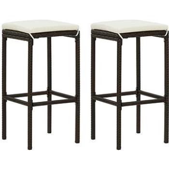 Barové stoličky s poduškami 2 ks hnědé polyratan (313439)