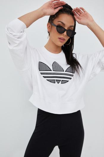 Bavlněná mikina adidas Originals Trefoil Moments HB9443 dámská, bílá barva, s aplikací