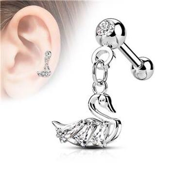 Šperky4U Cartilage piercing do ucha - labuť - CP1084-ST